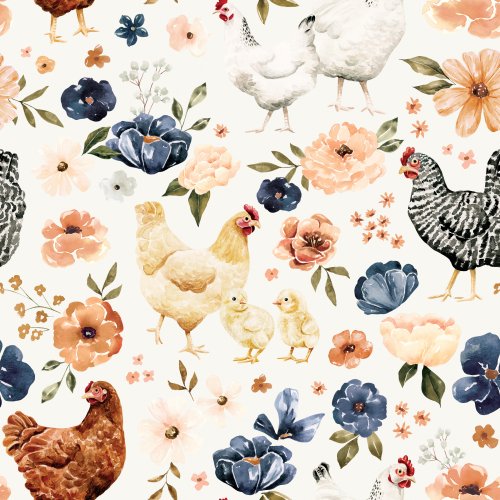 chicken and floral design