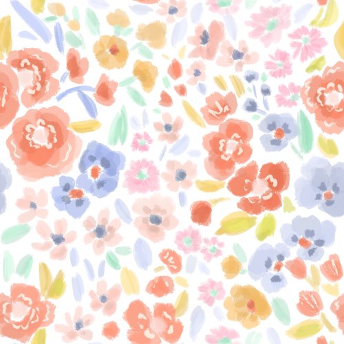 Bright hand drawn watercolor floral for spring on a white background