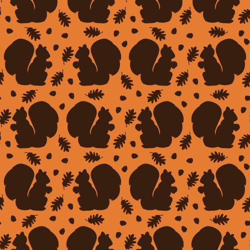 brown squirrels and nuts on an orange background