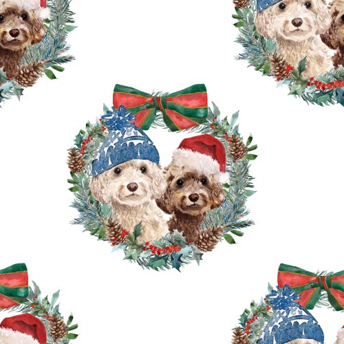 christmas dogs in wreath