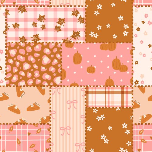 fall faux quilt fabric