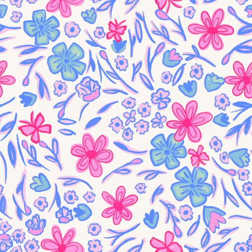 Blue and Pink Floral 