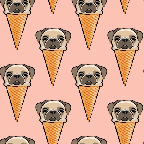 Cute pug icecream cones on a pink background. 