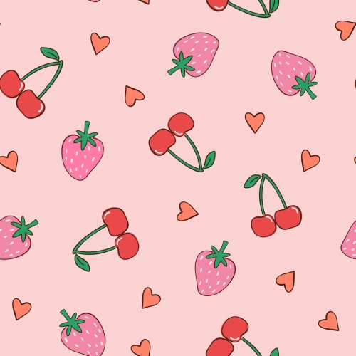 Valentine's Day Cherries, Strawberries, Hearts 