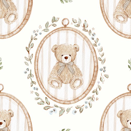 Theodore Vintage Shaggy Teddy Bear leaf frame