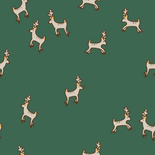 Tiny Reindeer by Tylee + Art. Small reindeer on your choice of background color: green, red or nutmeg.