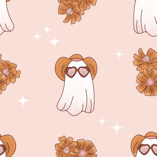 cowgirl ghost on pink background