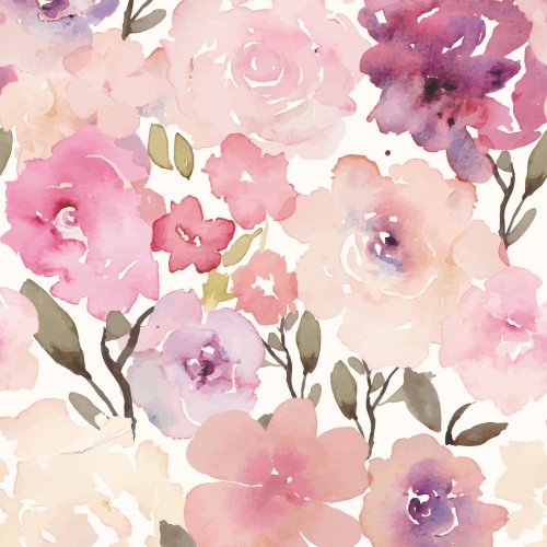 Watercolor rose fabric design