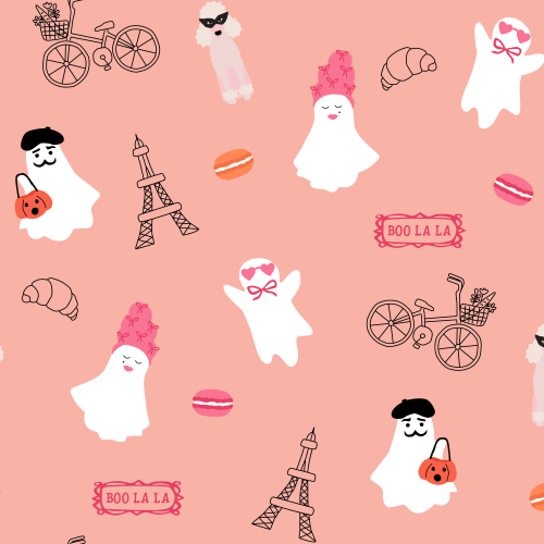 ghosts on pink background