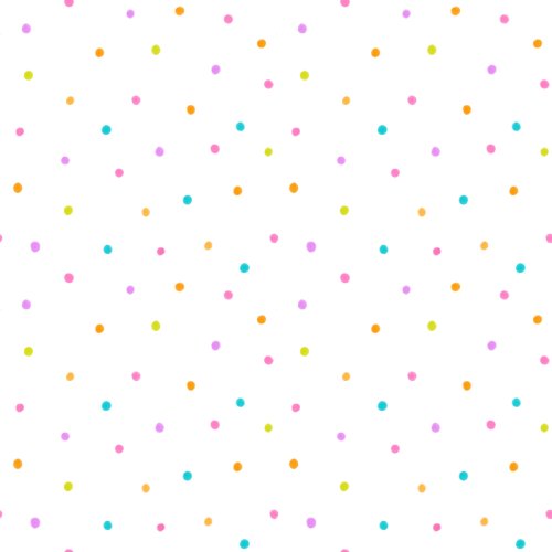 White with neon rainbow dots 