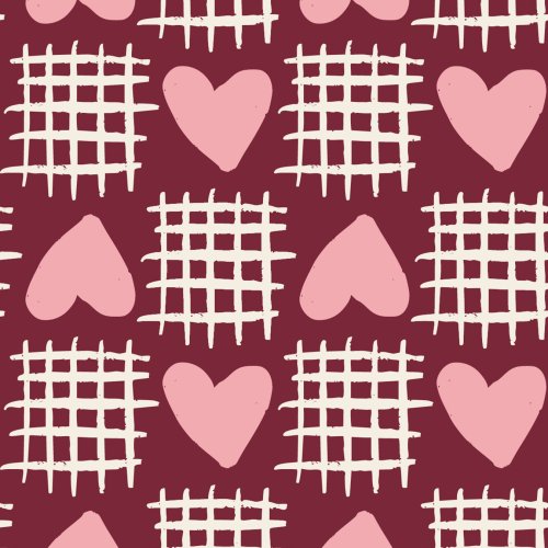 Playful blue checkered hearts with a retro Valentine vibe. A fun, kid-friendly fabric perfect for clothing, quilts, bags, and cheerful home decor.