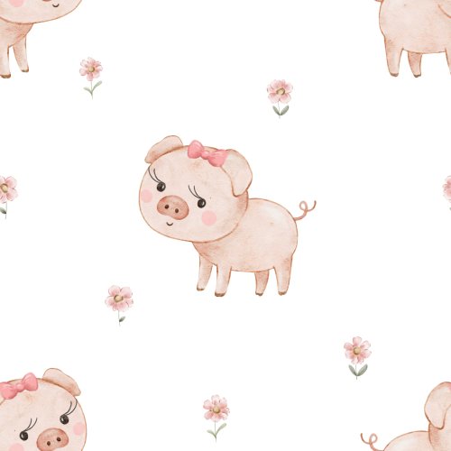 Hand drawn cute girl piglet pattern.