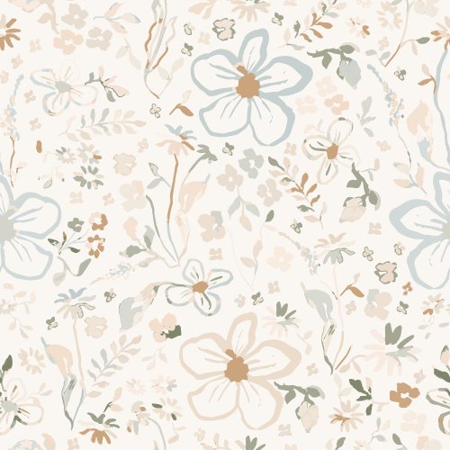 scattered abstract florals in soft pastel earthy neutral tones