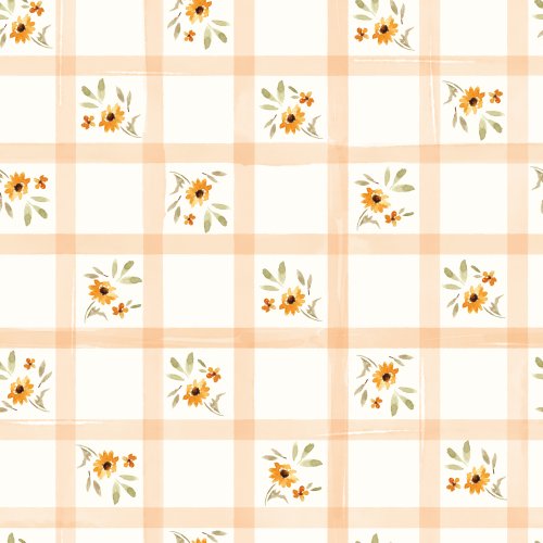 watercolor gingham and sunflowers