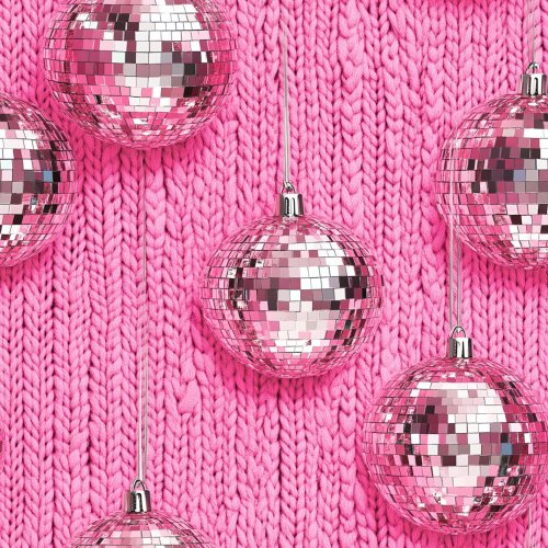 disco balls on pink knitted background