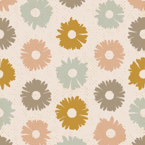 Simple daisy flower shapes with texture overlay on a solid background.