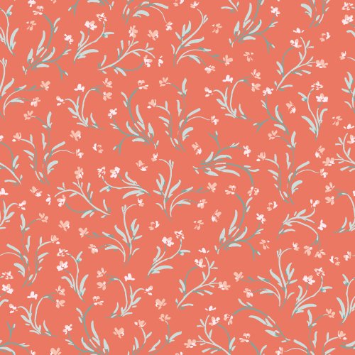 handpainted abstract florals on a red background for the Done in Love quilt kit