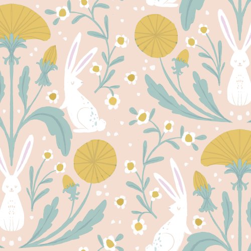 easter bunny and floral folk art design