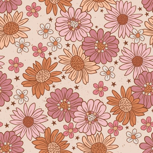 peach pink and mauve fall floral design with stars