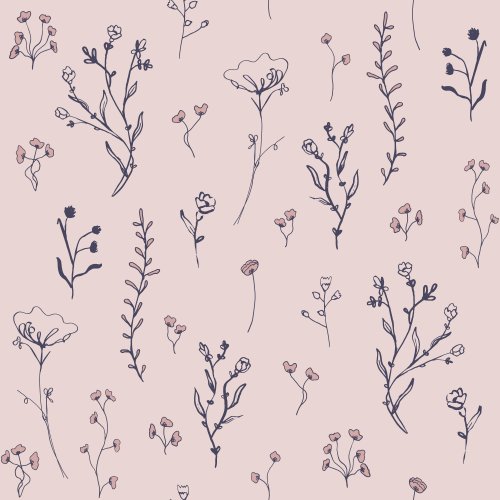 Lots of different flower sketches together to create a garden wonderland! Pink and navy blue