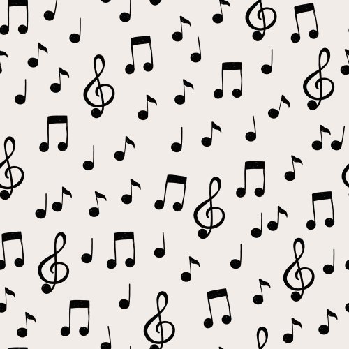 black scattered music notes on colored background