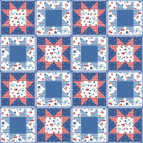 Vintage patchwork pattern in Americana colors