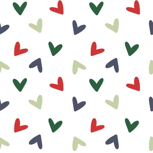 Christmas colored hearts on a white background