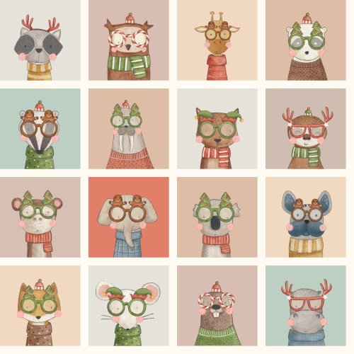 christmas animal heads