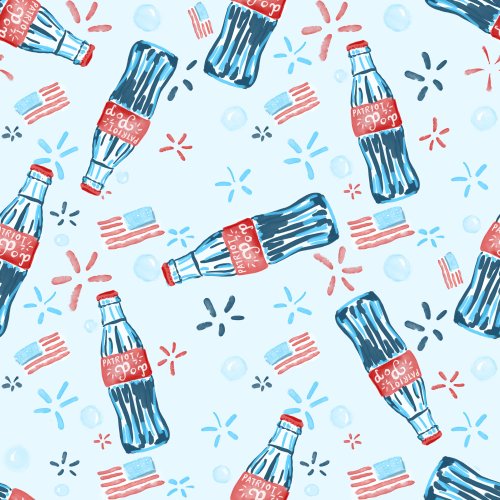 tossed bottles of pop with red white and blue patriotic theme 