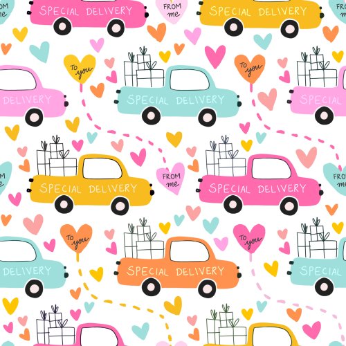 valentine's day truck and hearts