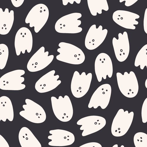 Scattered and simple Halloween ghosts in a minimal and spooky style in modern Fall October colors like midnight black, cloudy purple, and sienna brown, as part of the larger spooky simple collection
