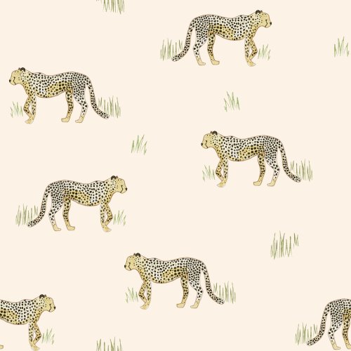 Watercolor cheetahs on a simple background.