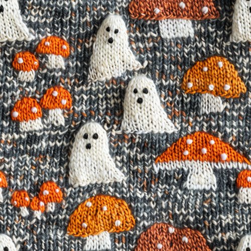 embroidered mushrooms and ghost halloween deisgn