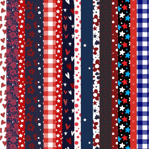 red white and blue collage stripes