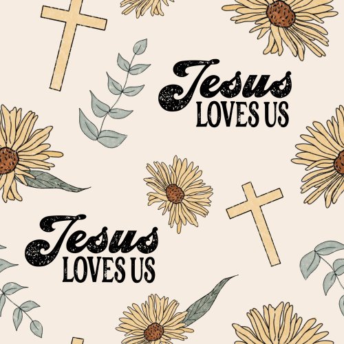 cross and floral with religious text