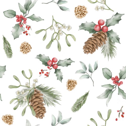 Christmas floral with pine cones and hollies.