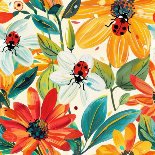 floral lady bug design