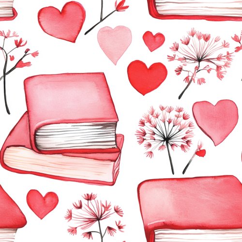 pink books with hearts