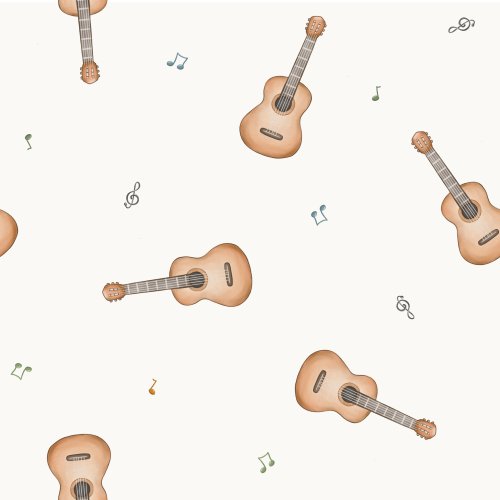 Hand drawn guitar pattern for children.