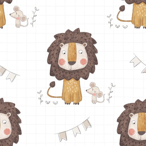 animal design with lion and mouse