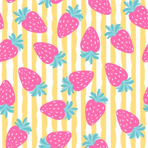 colorful strawberries on stripe background