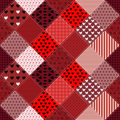 mixed prints combined into a "cheater quilt"