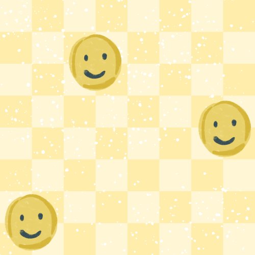 smiley faces on a checkered background for spring and summer