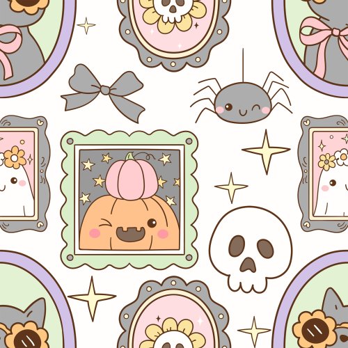 cute halloween characters in frames
