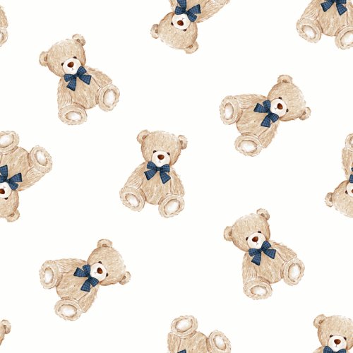 Theodore Vintage Shaggy teddy bear tossed navy bow 