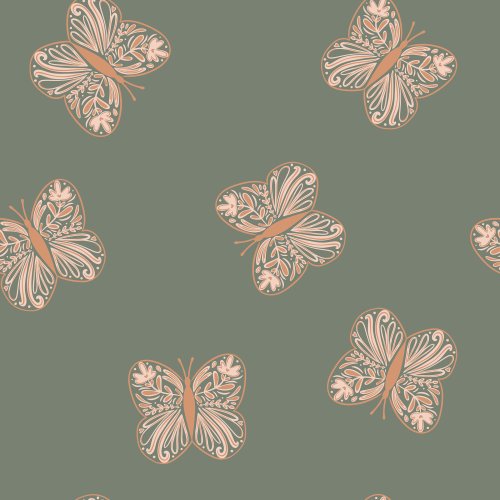 butterflies on green background