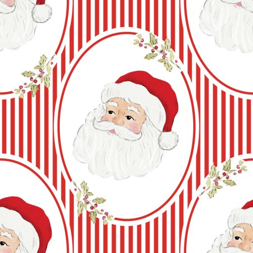 Whimsical Christmas Traditional SANTA red stripes 