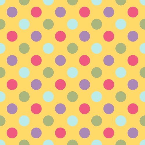 multi colored dots on a yellow background