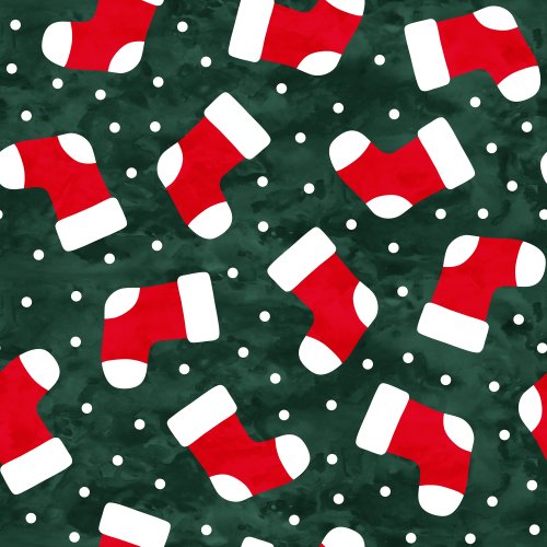 Christmas Stockings on a green background with polka dots