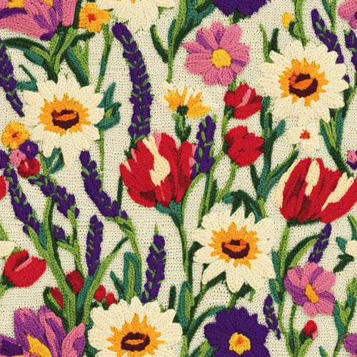 3D look knitted florals